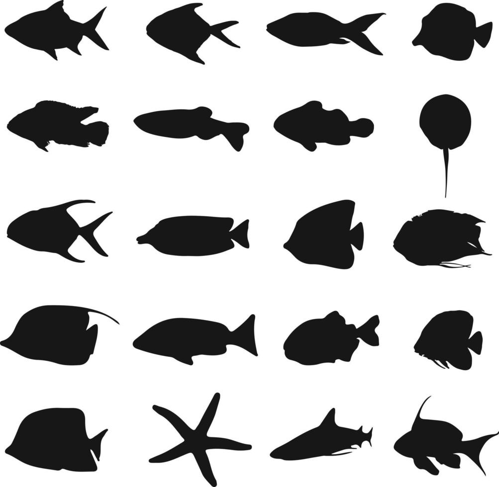 Establecer silueta de pescado - ilustración vectorial vector