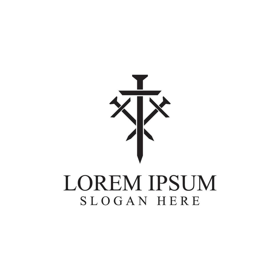 Sword, shield and king's sword logo. Logo design vector illustration template.