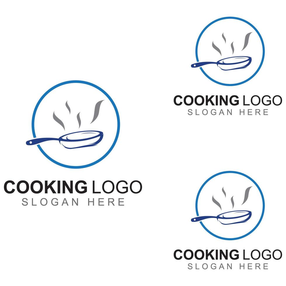 logotipos para utensilios de cocina, ollas, espátulas y cucharas de cocina. utilizando un concepto de diseño de plantilla de ilustración vectorial. vector