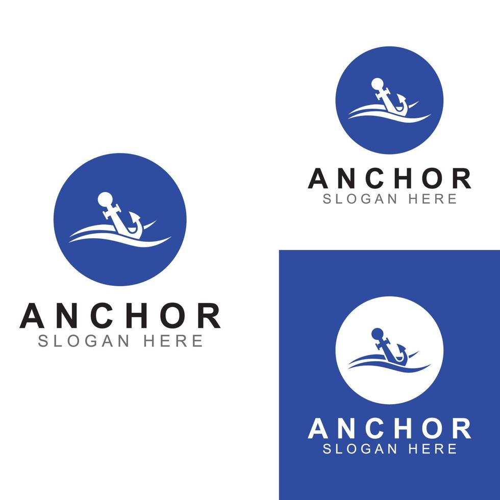 Logo and anchor symbol design vector illustration template.