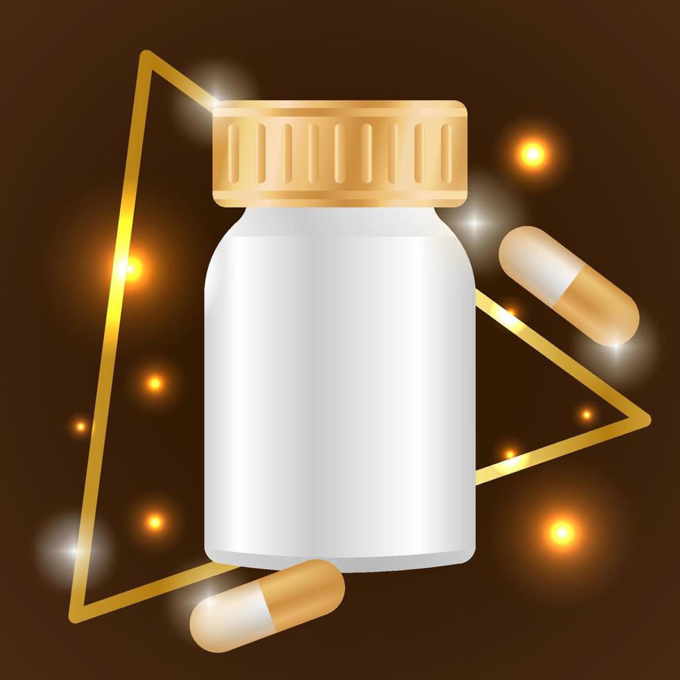 Realistic Healthy Gold Fusion Capsule Template vector