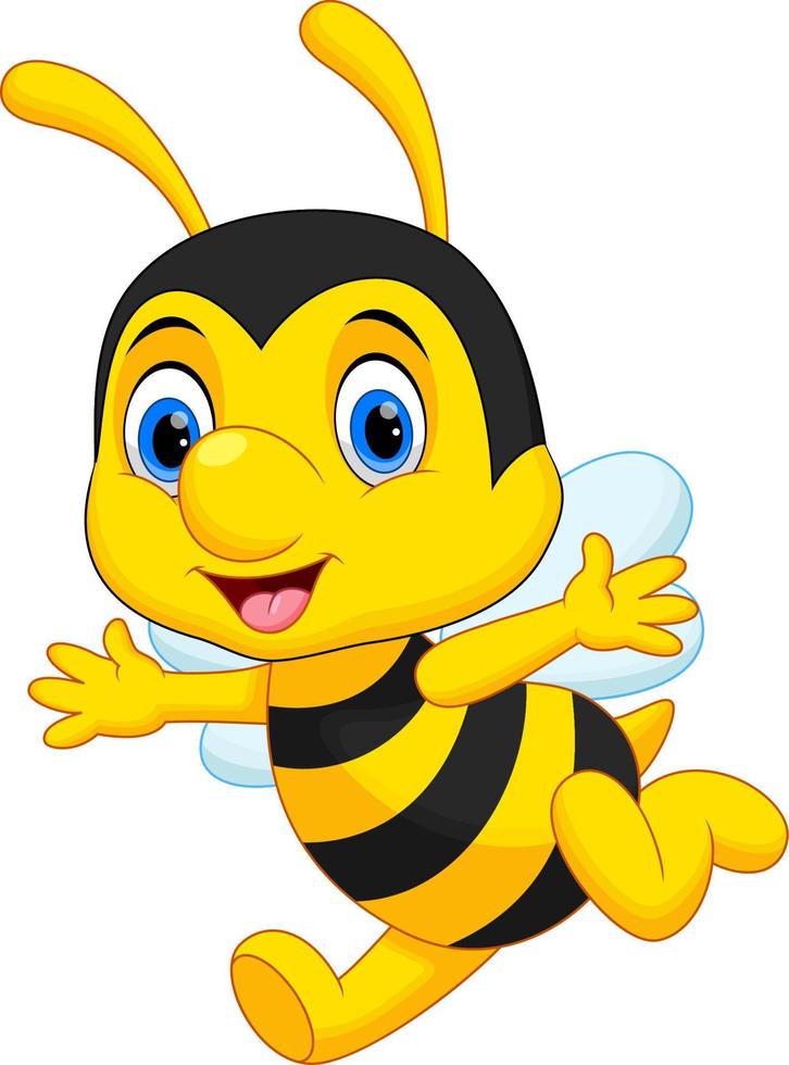dibujos animados de abeja feliz sobre fondo blanco vector