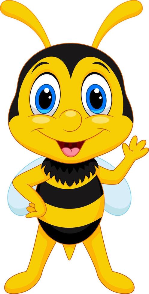 Happy bee cartoon on white background vector