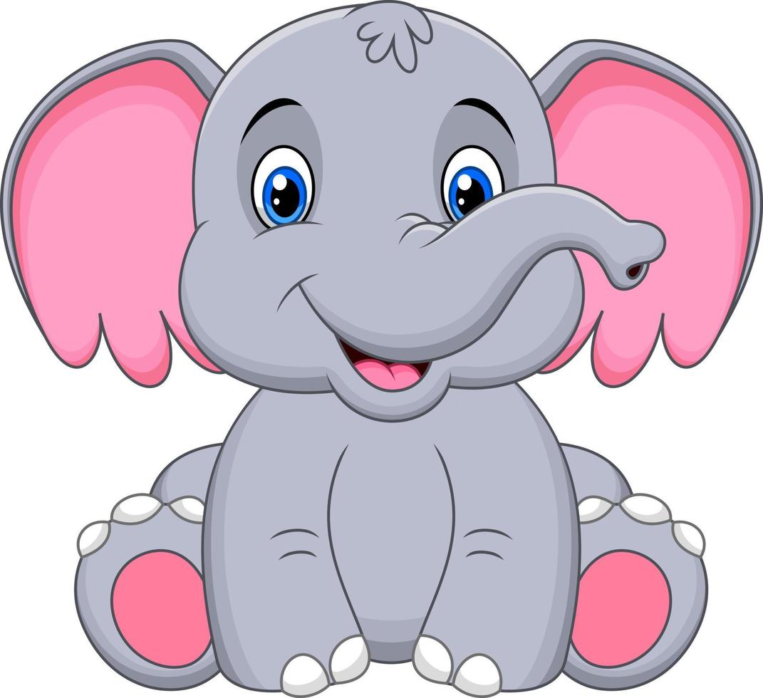 lindo, elefante bebé, caricatura vector