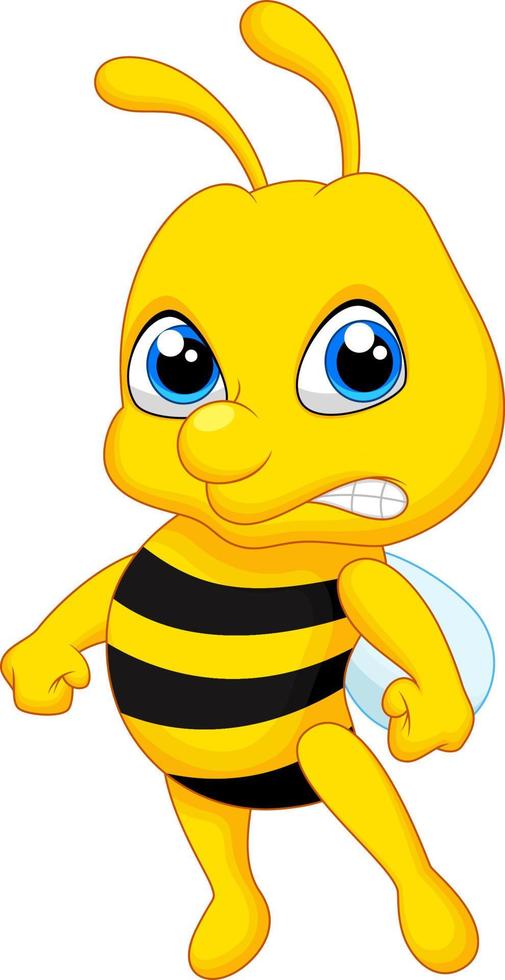 caricatura de abeja enojada vector