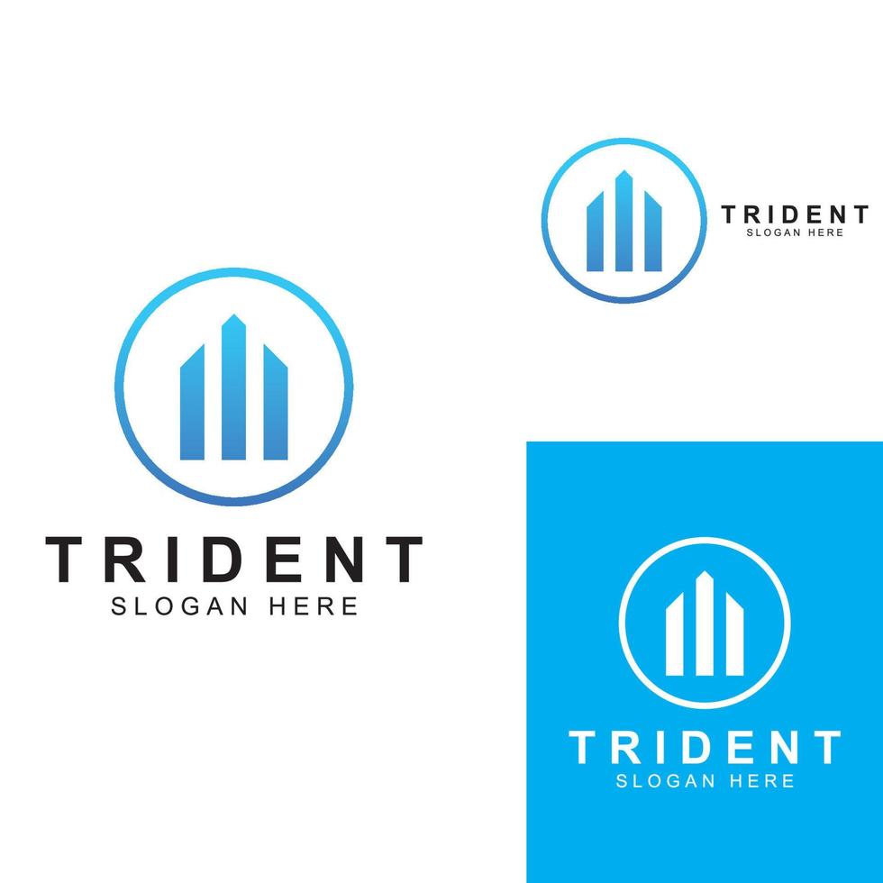 Trident logo using a design concept vector illustration template.