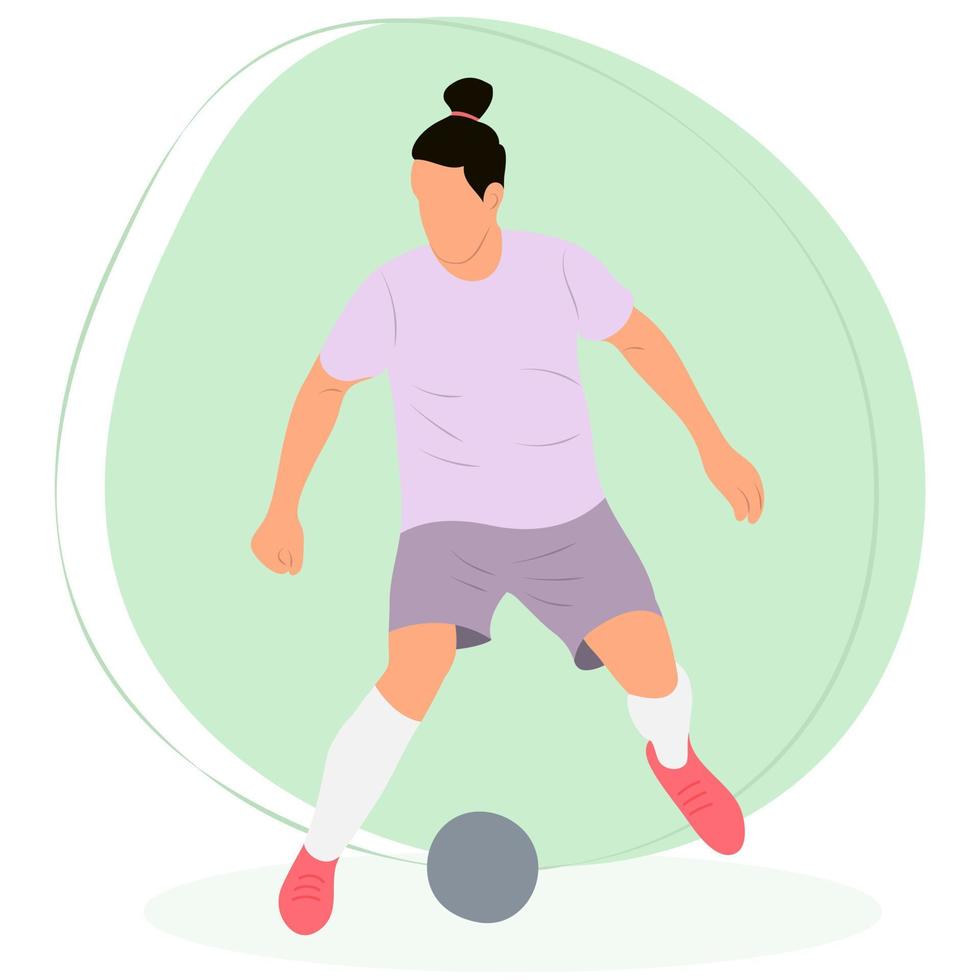 atleta futbolista en el juego con la pelota. fútbol, deporte. estilo plano, vector aislado.