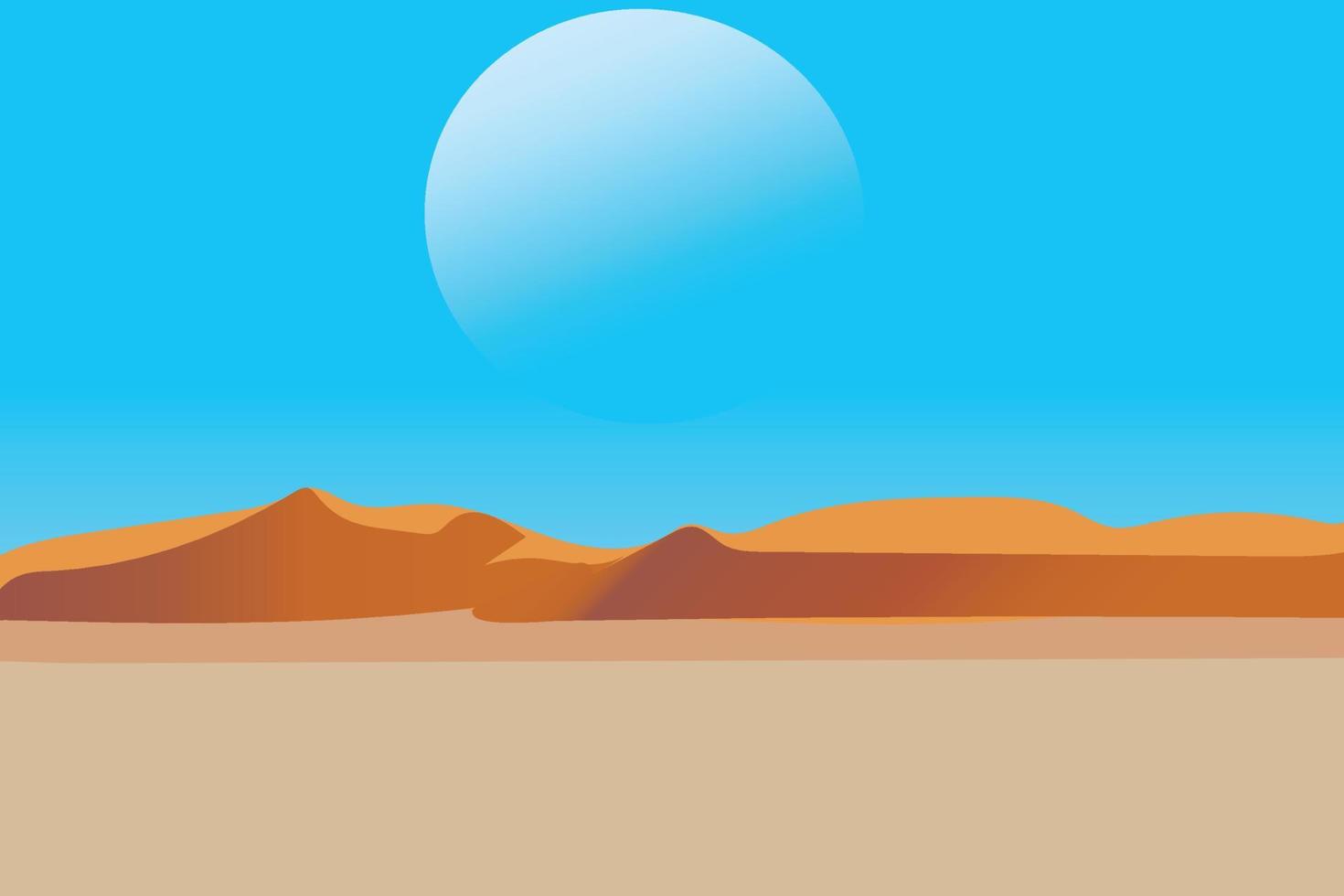 brown hills with white moon vector