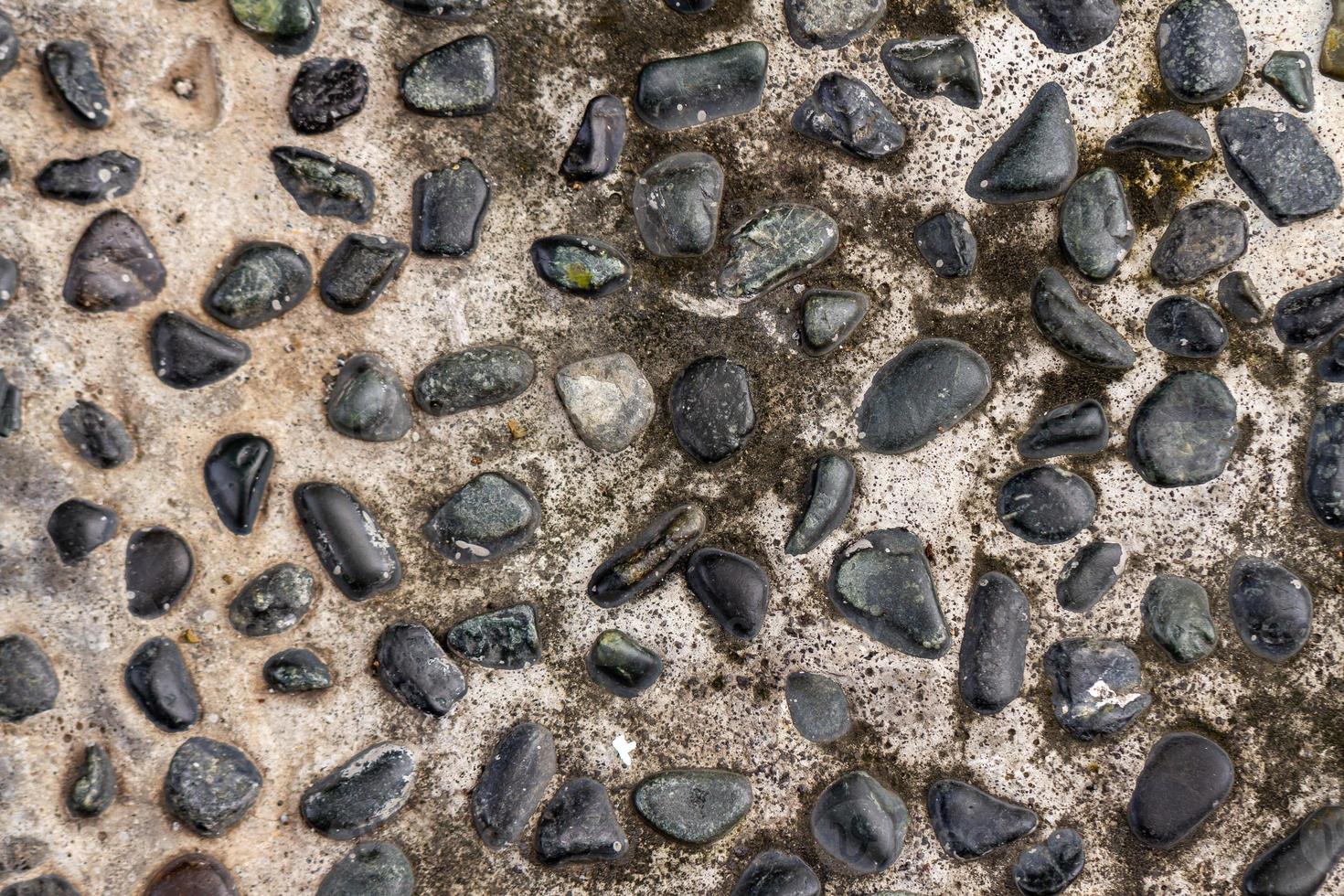 The arrangement of gravel mixed with cement used for pavement corridors in the garden, creates the impression of returning to nature, for a background with a nature theme photo