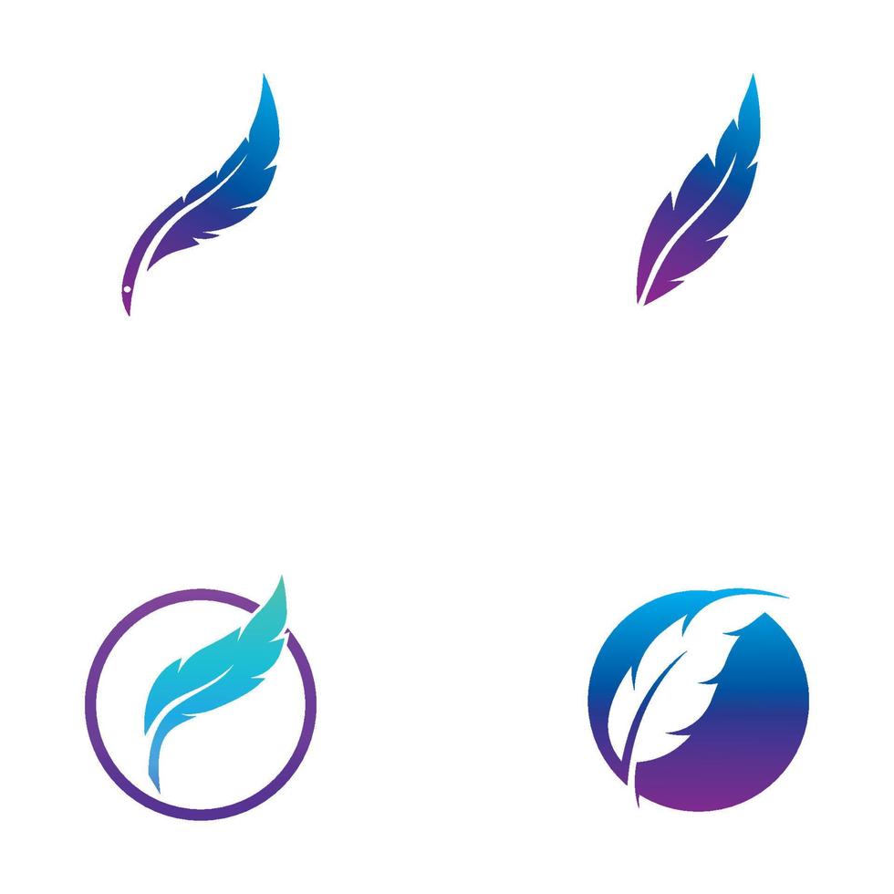 feather pen write sign logo template app icons vector