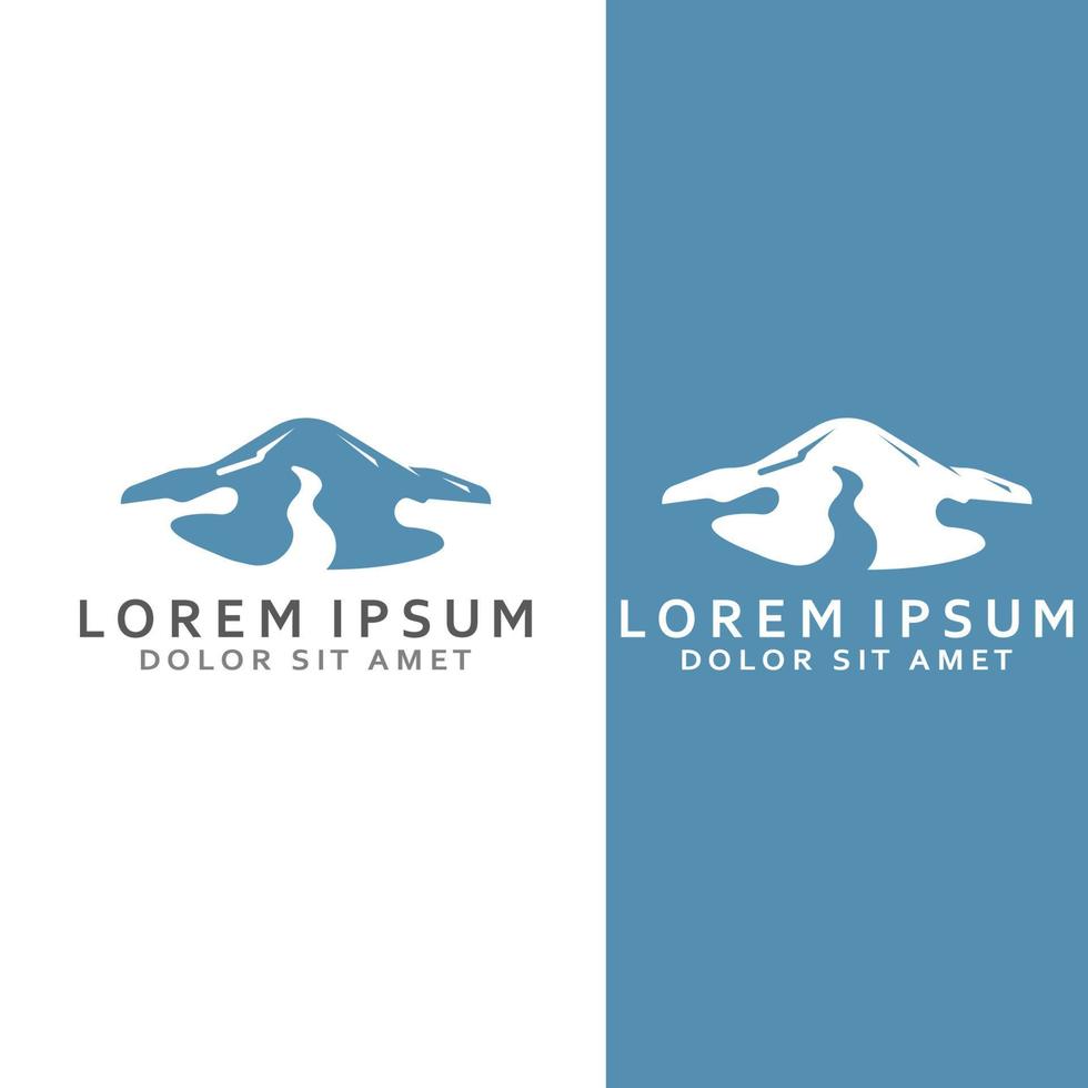 Logos of rivers, creeks, riverbanks and streams. River logo with combination of mountains and farmland with concept design vector illustration template.