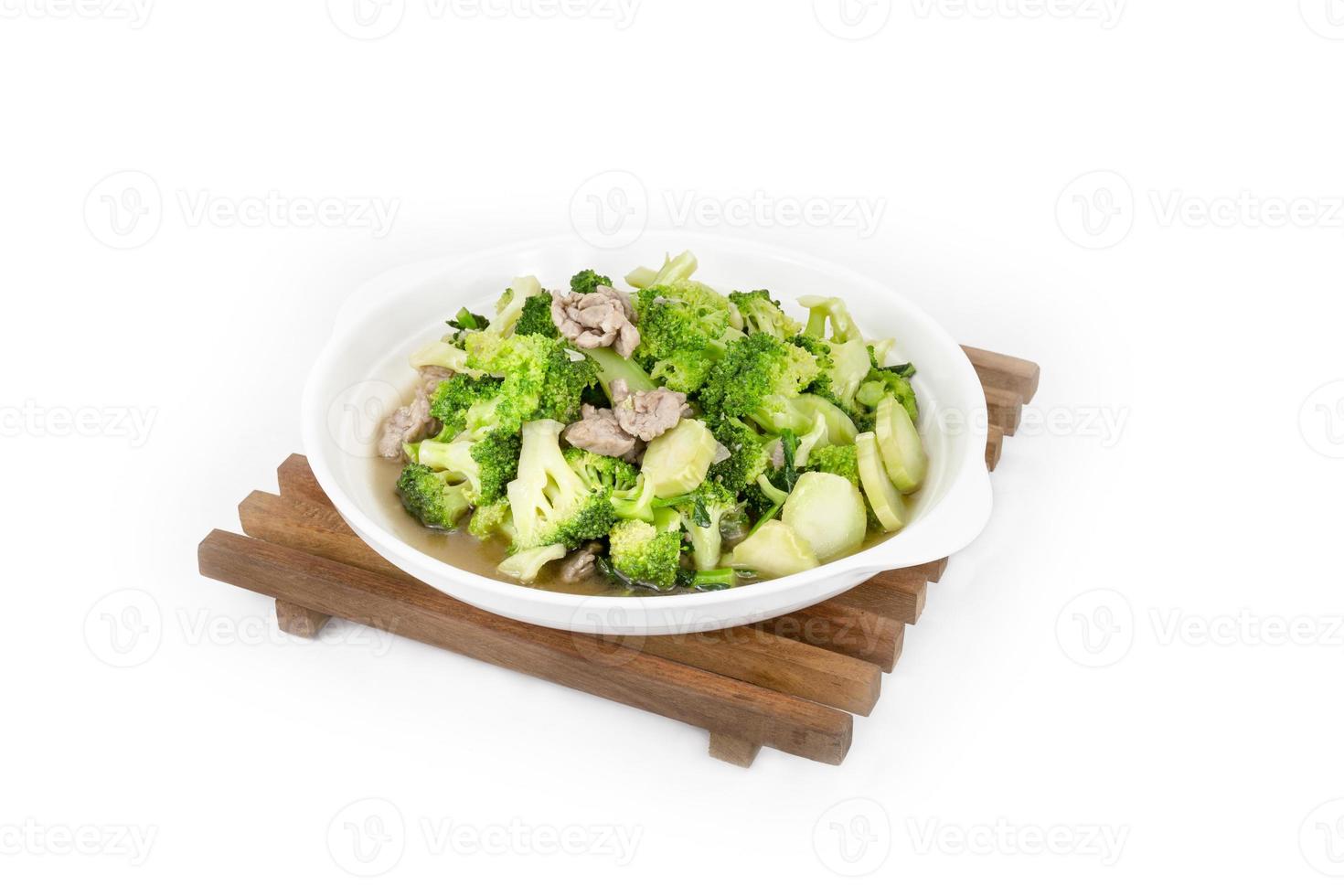 fries broccoli on white background photo