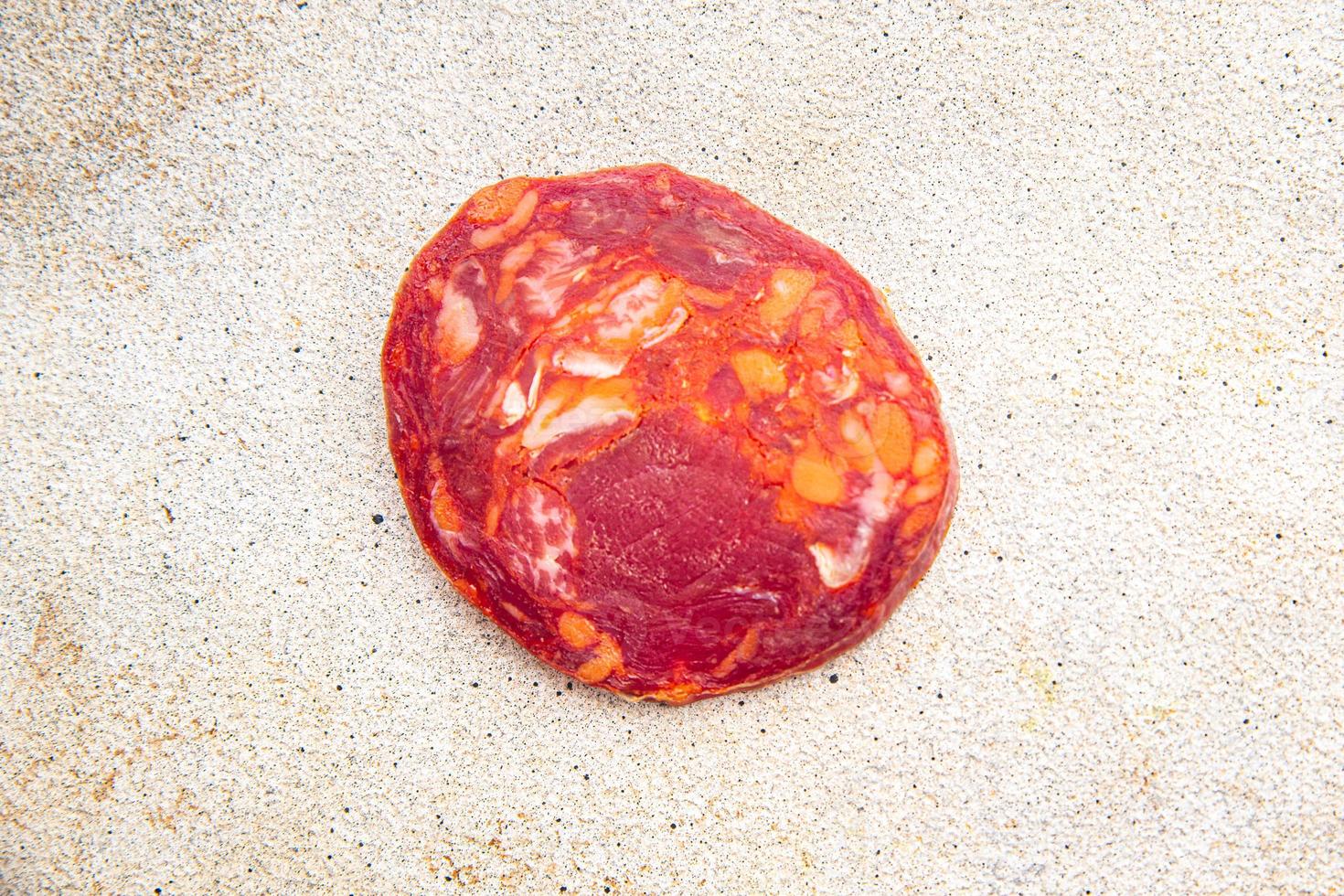 chorizo sausage spices meat fresh dish healthy meal food snack diet on the table copy space food background rustic top view photo