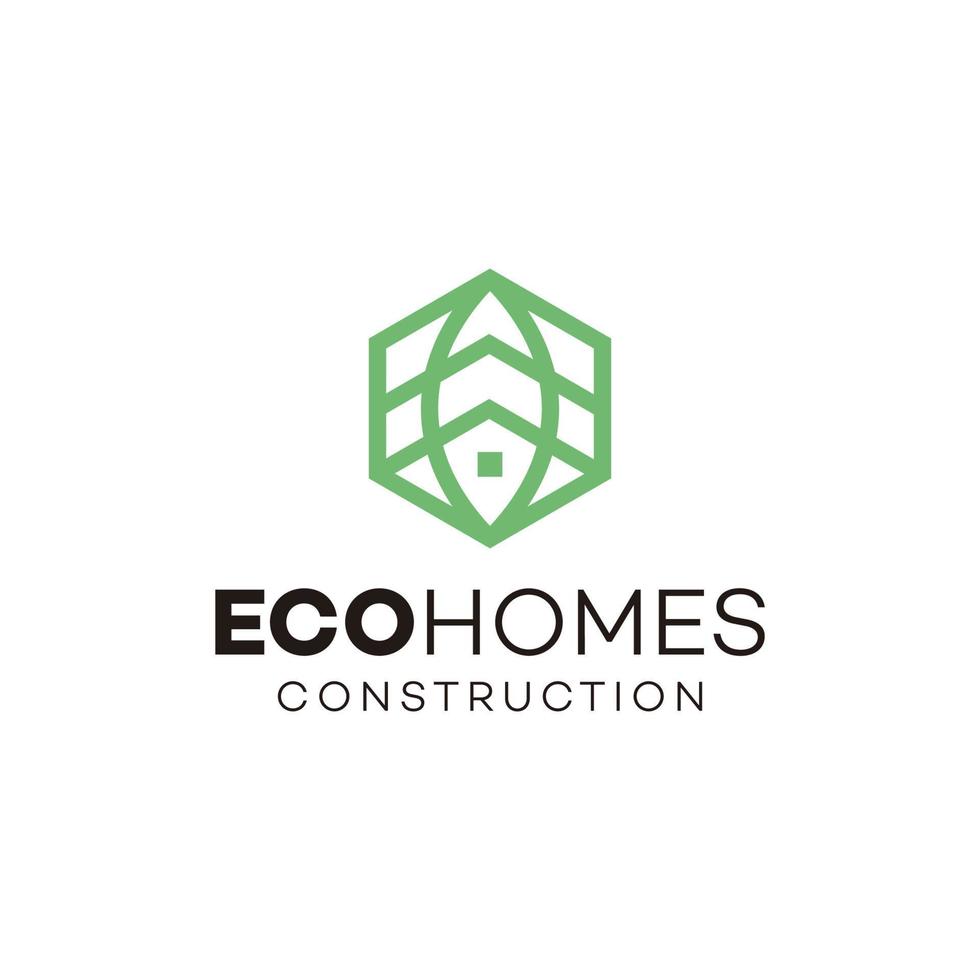 Geomatric Construction with Leaf Minimalist Logo Vector Elegant