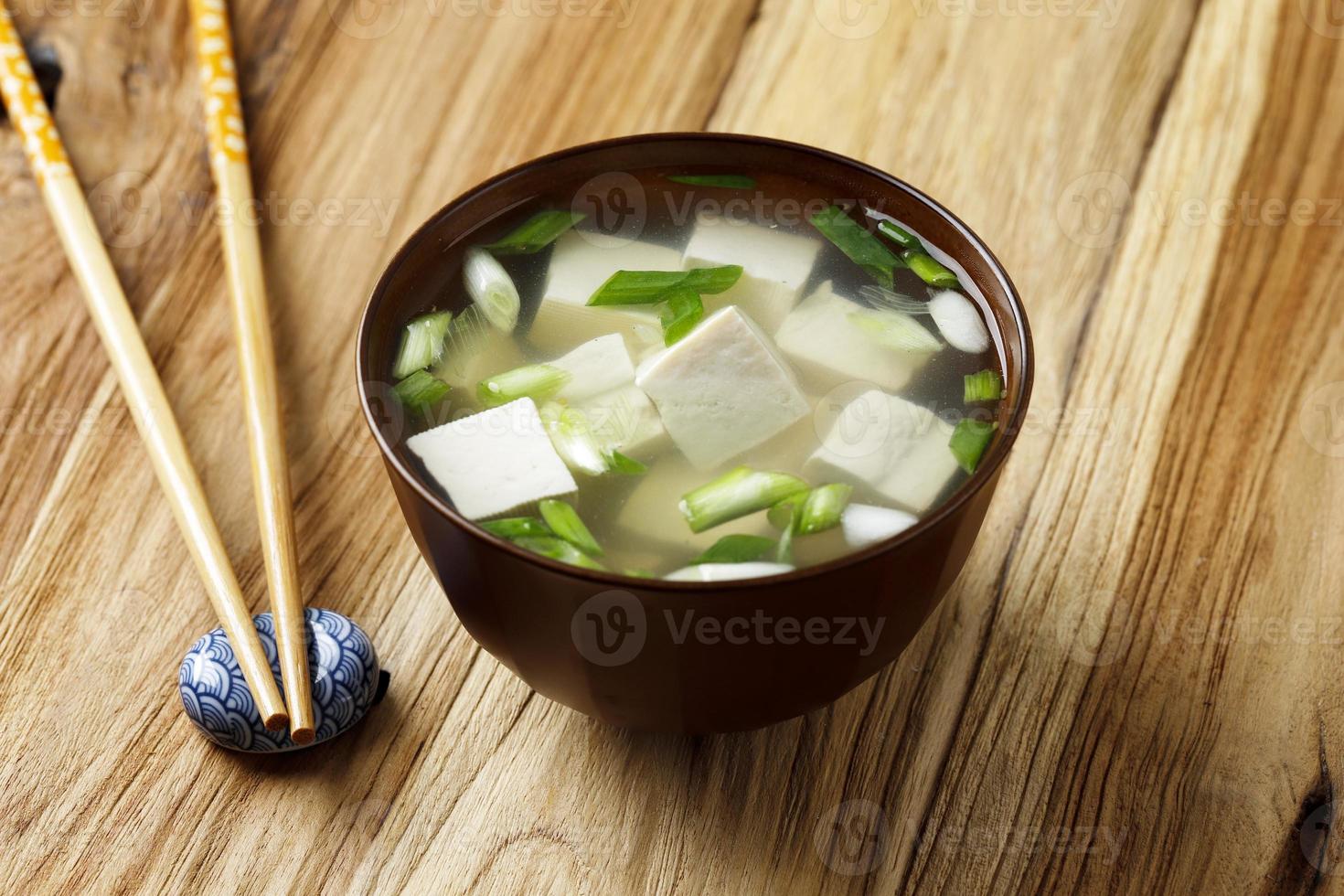Japanese Miso Soup with Tofu and Green Onion photo