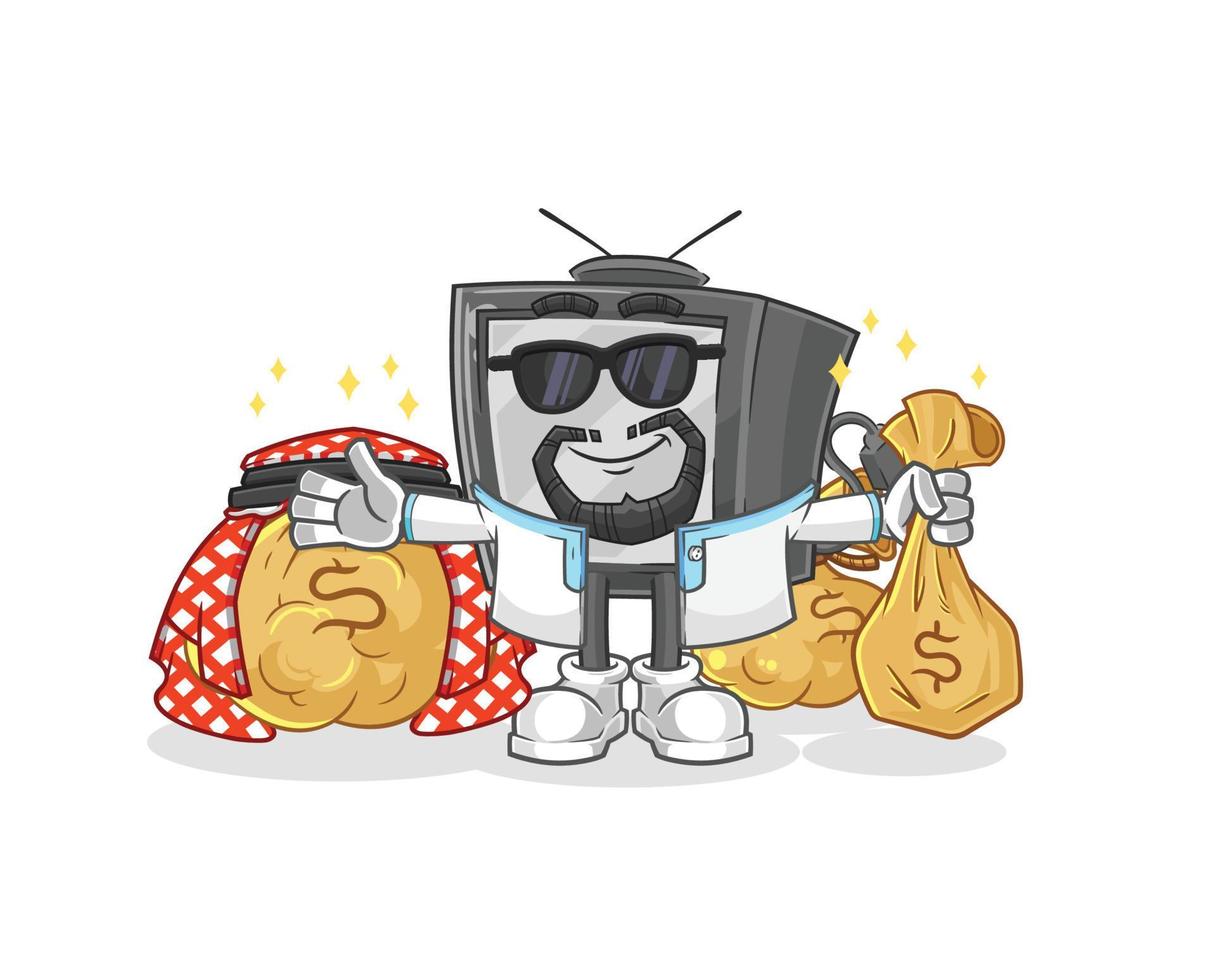 viejo, retro, tv, vector, caricatura vector