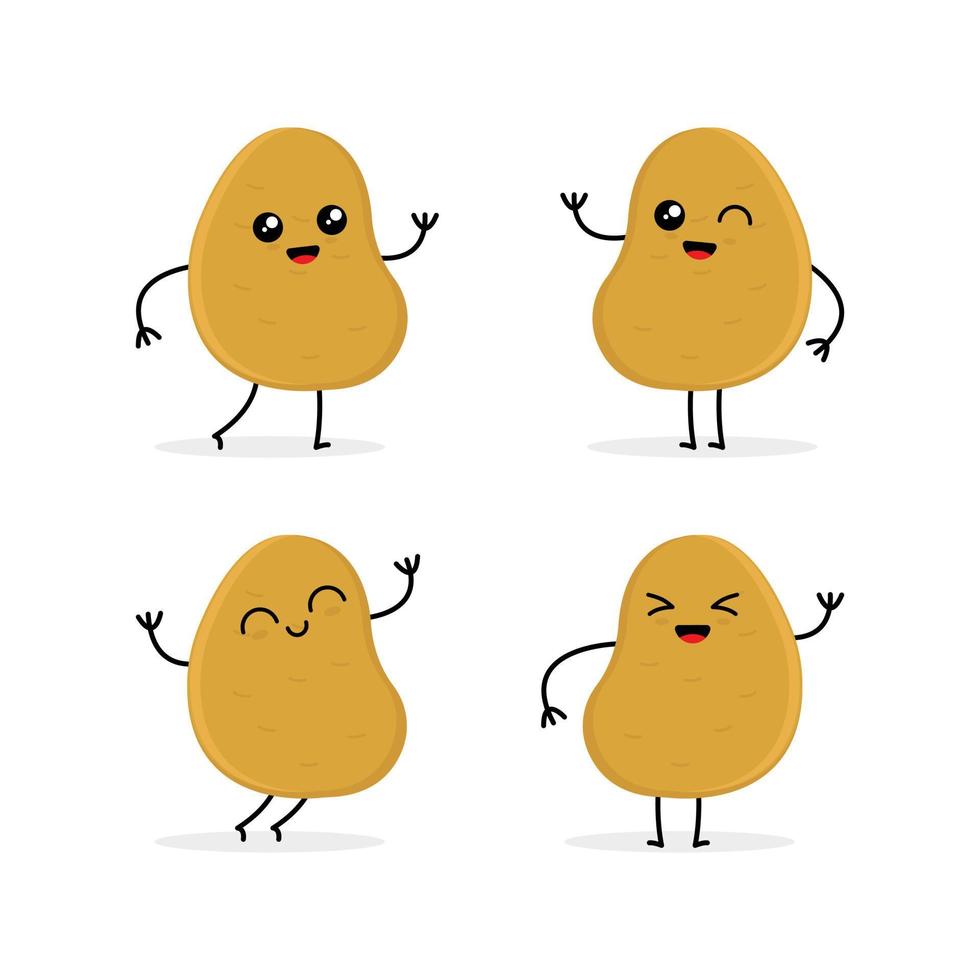 cute potato character cartoon vector illustration set, great for food, vegetables and kids theme