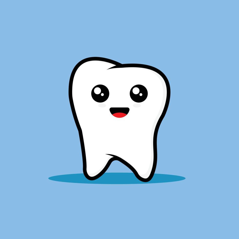 dientes limpios y blancos caricatura personaje vector ilustración sonriendo alegremente