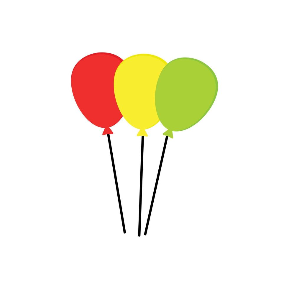 conjunto de iconos de ilustración vectorial dibujos animados globos verdes amarillos rojos aislados en fondo blanco, buenos para cumpleaños y temas infantiles vector