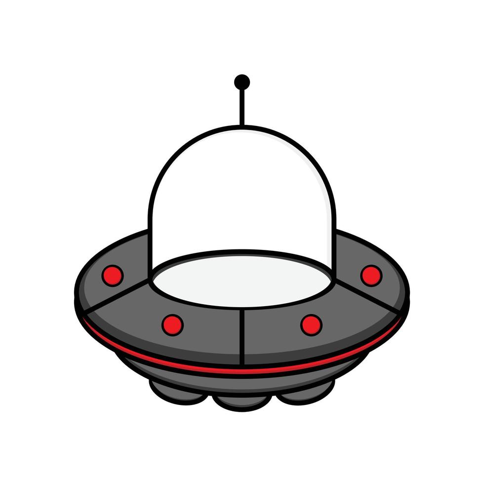 Vector illustration of toy UFO with flying lights cartoon style