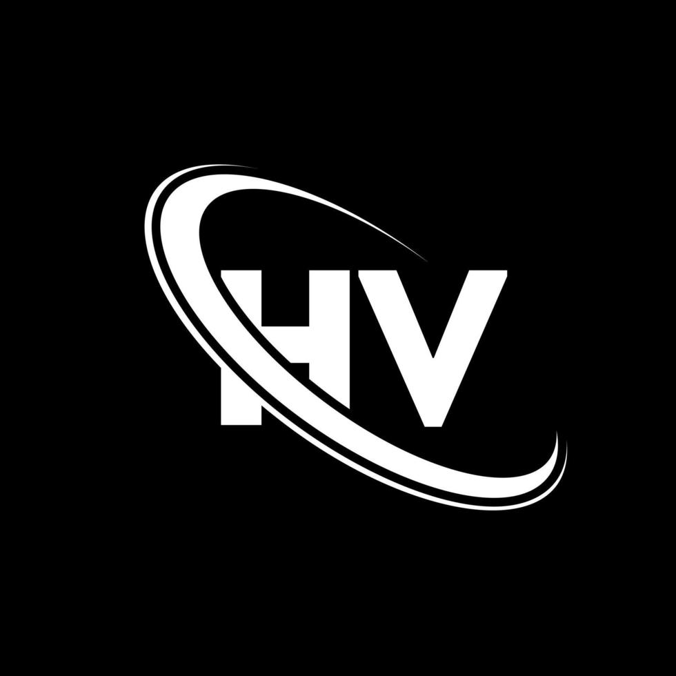 HV logo. H V design. White HV letter. HV letter logo design. Initial letter HV linked circle uppercase monogram logo. vector