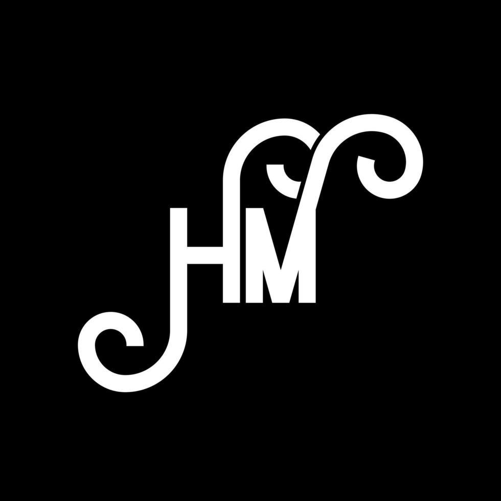 HM letter logo design on black background. HM creative initials letter logo concept. hm letter design. HM white letter design on black background. H M, h m logo vector