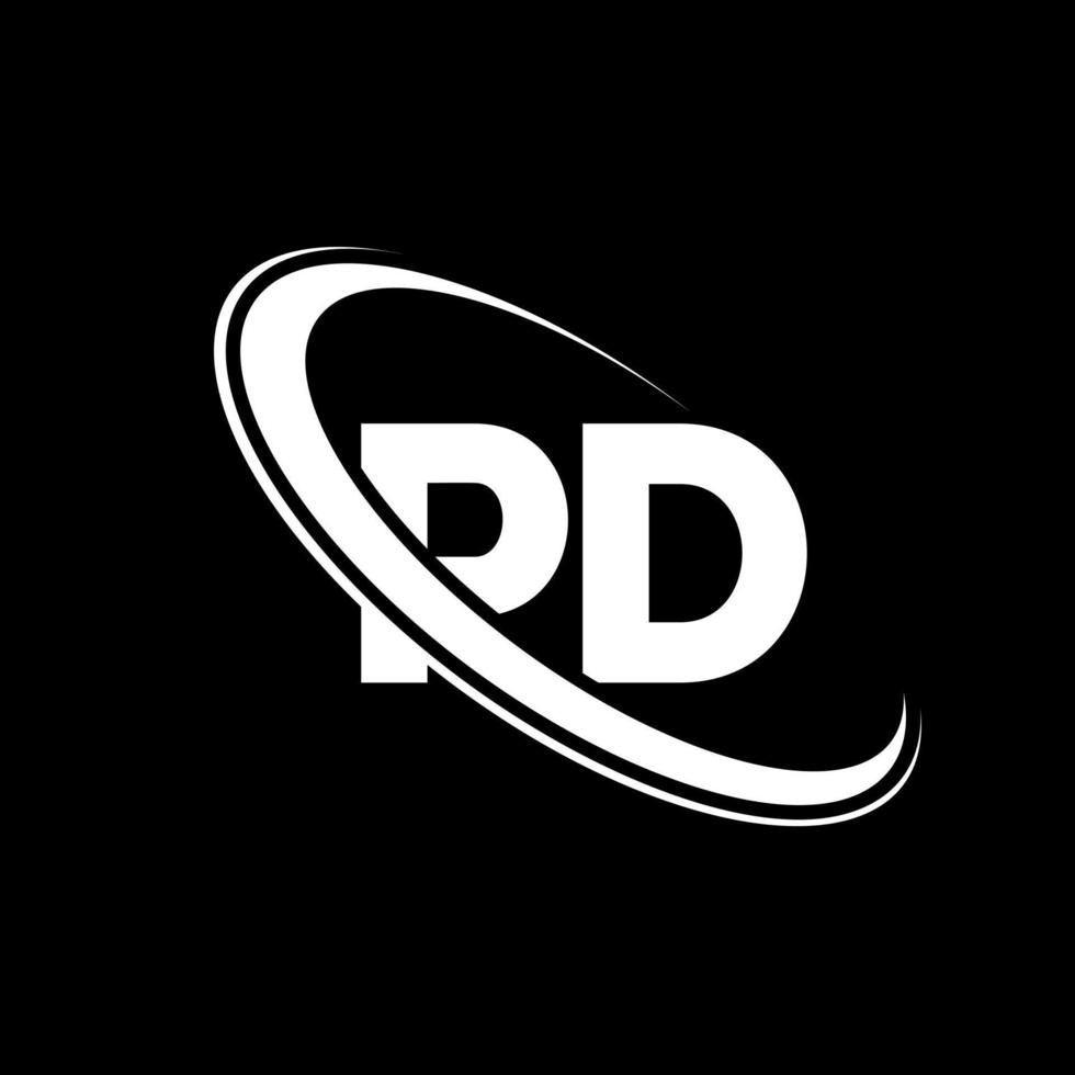 PD logo. P D design. White PD letter. PD letter logo design. Initial letter PD linked circle uppercase monogram logo. vector