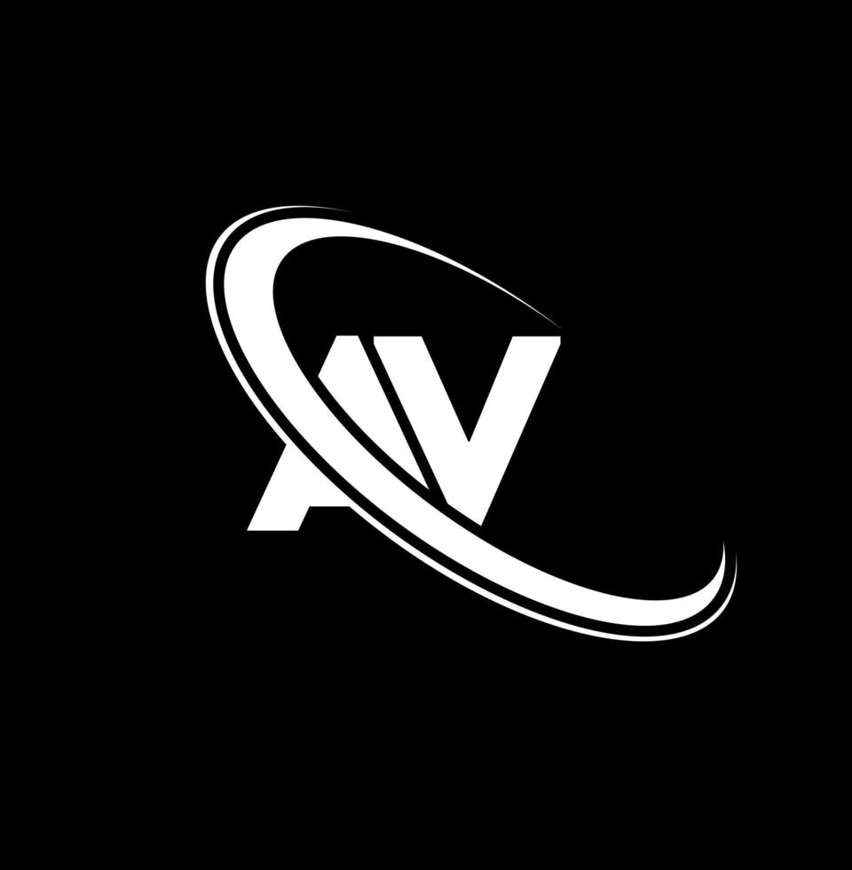 logotipo av. diseño av. letra av blanca. diseño del logotipo de la letra av. letra inicial av círculo vinculado logotipo de monograma en mayúsculas. vector