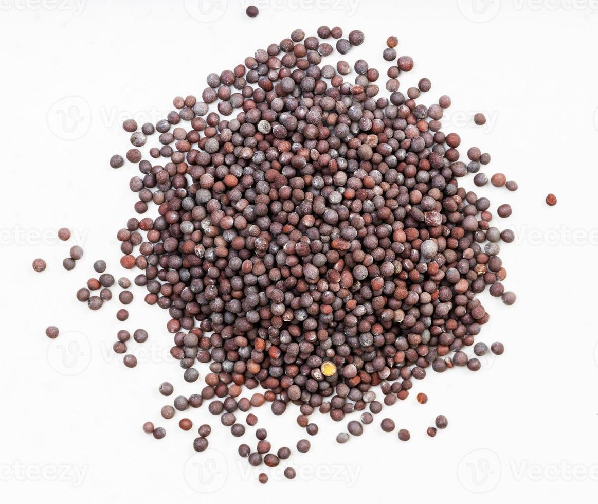 pila de semillas marrones de mostaza brassica nigra foto