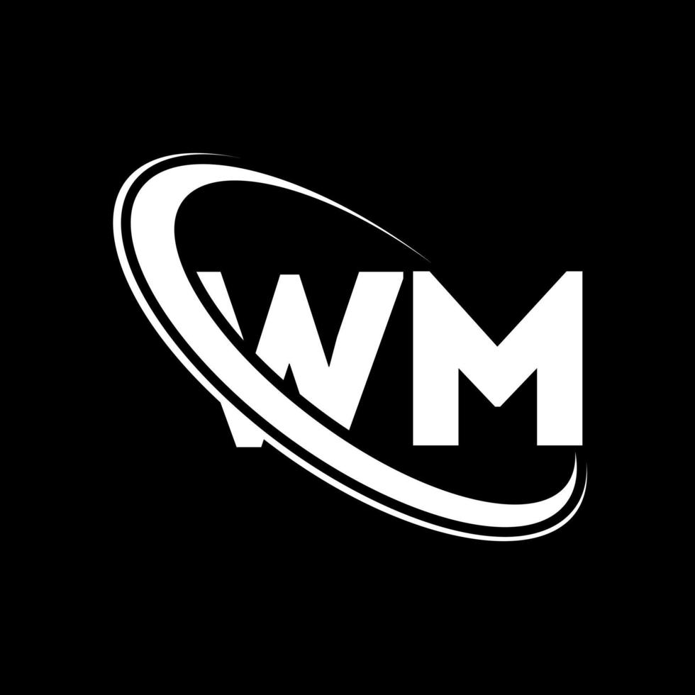 logotipo de wm. diseño wm letra wm blanca. diseño del logotipo de la letra wm. letra inicial wm círculo vinculado logotipo de monograma en mayúsculas. vector