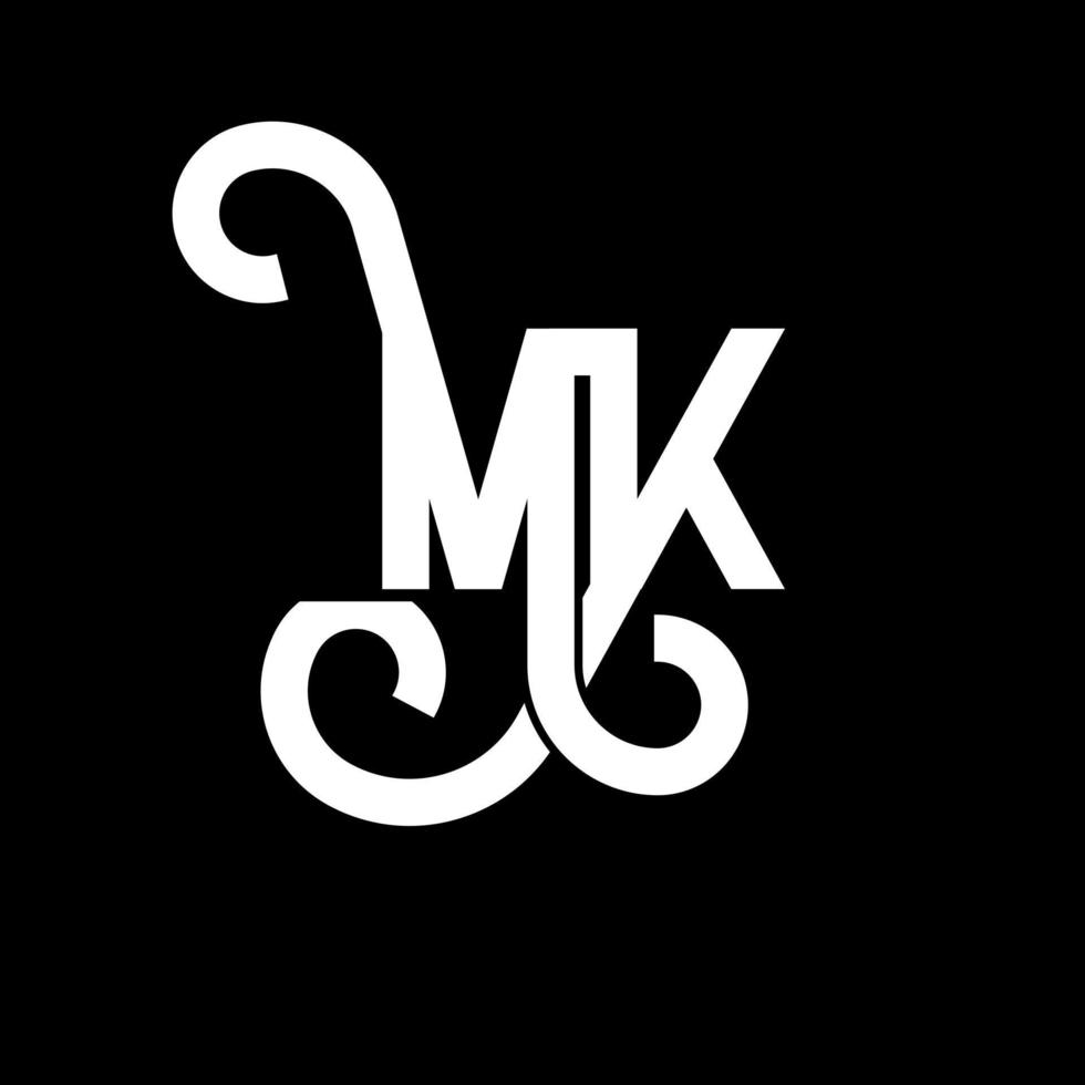 MK Letter Logo Design. Initial letters MK logo icon. Abstract letter MK minimal logo design template. M K letter design vector with black colors. mk logo