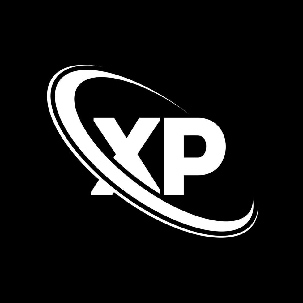 XP logo. X P design. White XP letter. XP letter logo design. Initial letter XP linked circle uppercase monogram logo. vector