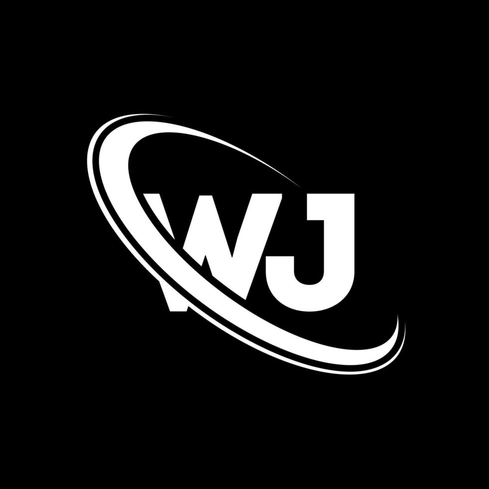 logotipo wj. diseño wj. letra wj blanca. diseño del logotipo de la letra wj. letra inicial wj círculo vinculado logotipo de monograma en mayúsculas. vector
