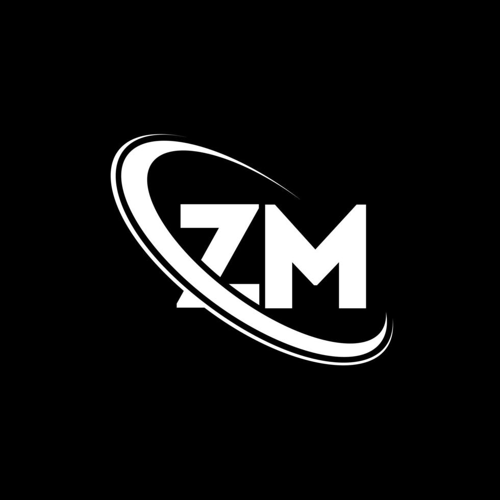 logotipo de zm. diseño zm. letra zm blanca. diseño del logotipo de la letra zm. letra inicial zm círculo vinculado logotipo de monograma en mayúsculas. vector