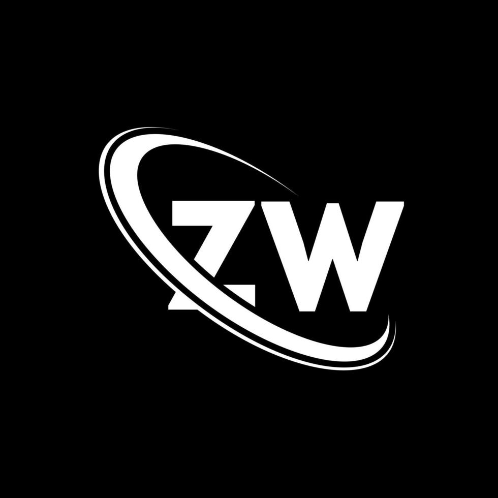 logotipo de zw. diseño zw. letra zw blanca. diseño del logotipo de la letra zw. letra inicial zw círculo vinculado logotipo de monograma en mayúsculas. vector