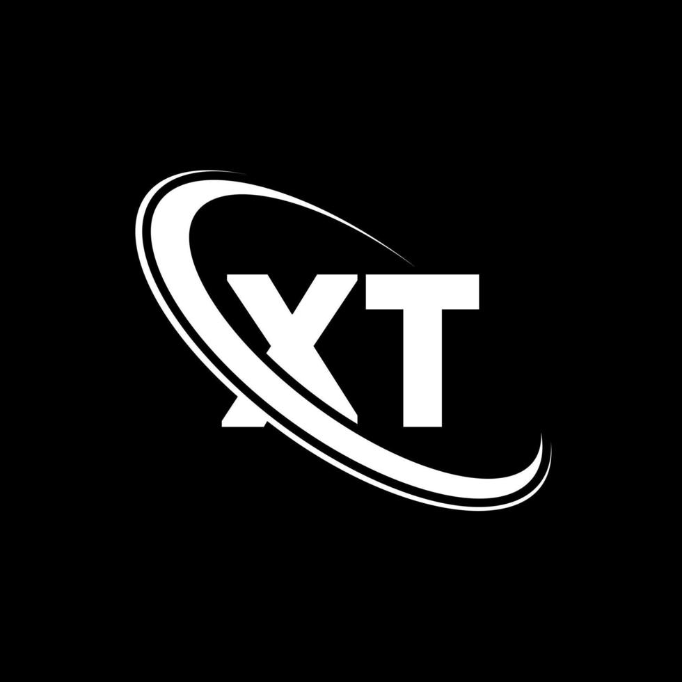 logotipo xt. diseño xt. letra xt blanca. diseño del logotipo de la letra xt. letra inicial xt círculo vinculado logotipo de monograma en mayúsculas. vector