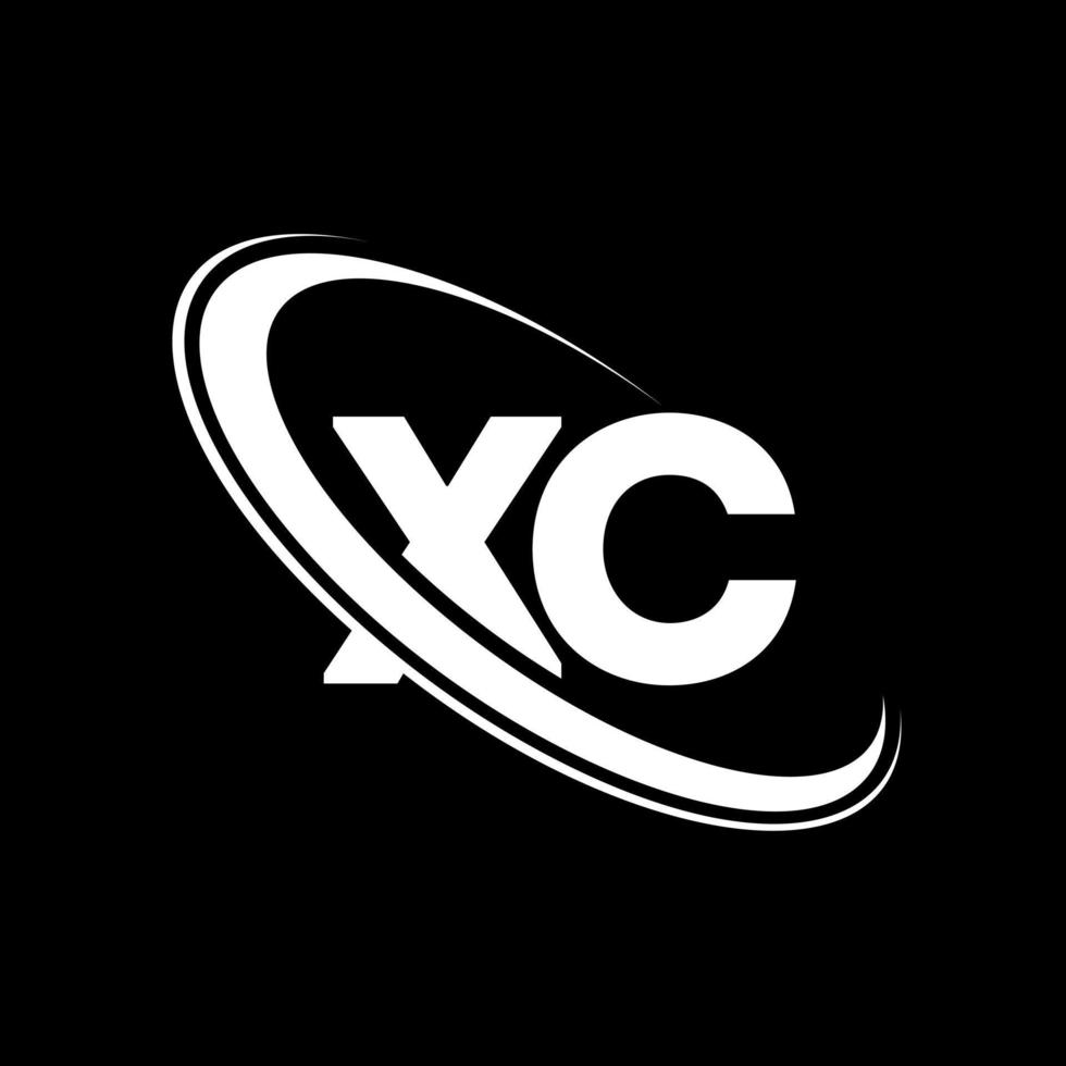 logotipo de xc. diseño xc. letra xc blanca. diseño del logotipo de la letra xc. letra inicial xc círculo vinculado logotipo de monograma en mayúsculas. vector