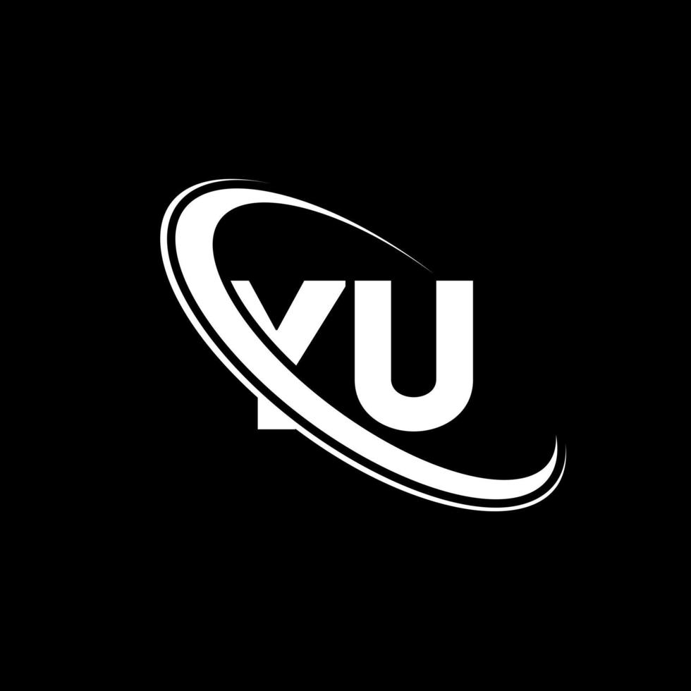 tu logotipo. tu diseño letra yu blanca. diseño del logotipo de la letra yu. letra inicial yu círculo vinculado logotipo de monograma en mayúsculas. vector