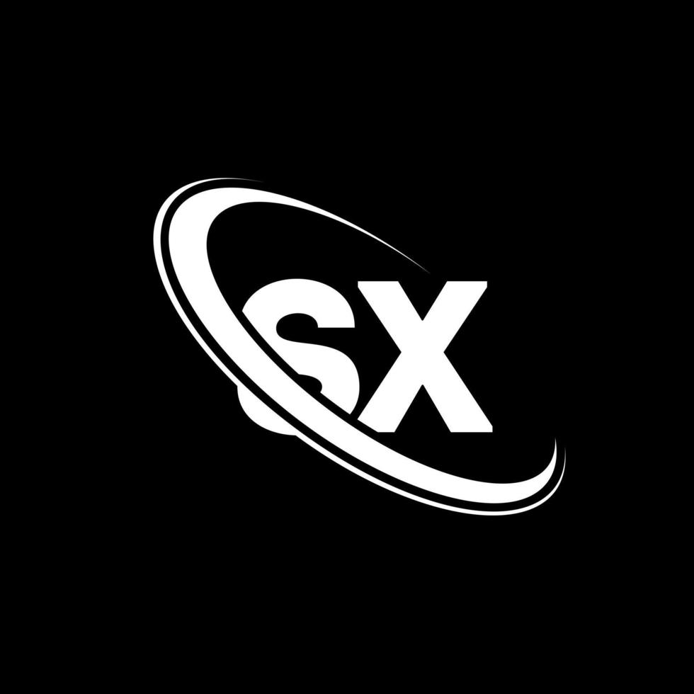 logotipo de sx. diseño sx. letra sx blanca. diseño del logotipo de la letra sx. letra inicial sx círculo vinculado logotipo de monograma en mayúsculas. vector