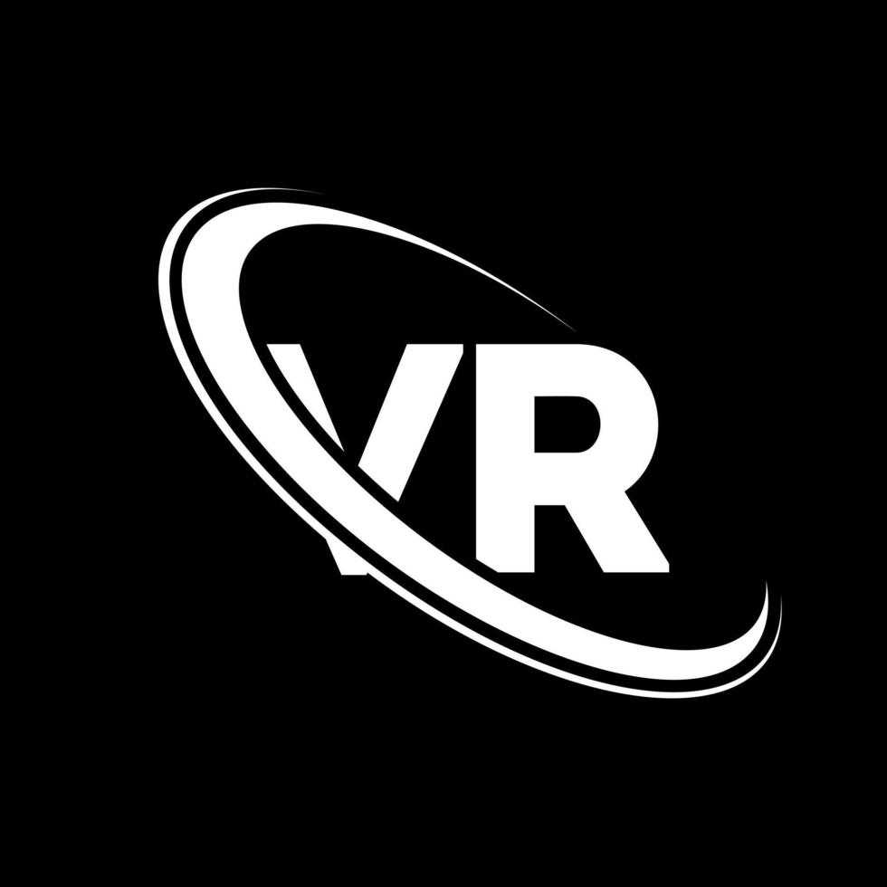 logotipo vr. diseño de realidad virtual letra vr blanca. diseño de logotipo de letra vr. letra inicial vr círculo vinculado logotipo de monograma en mayúsculas. vector