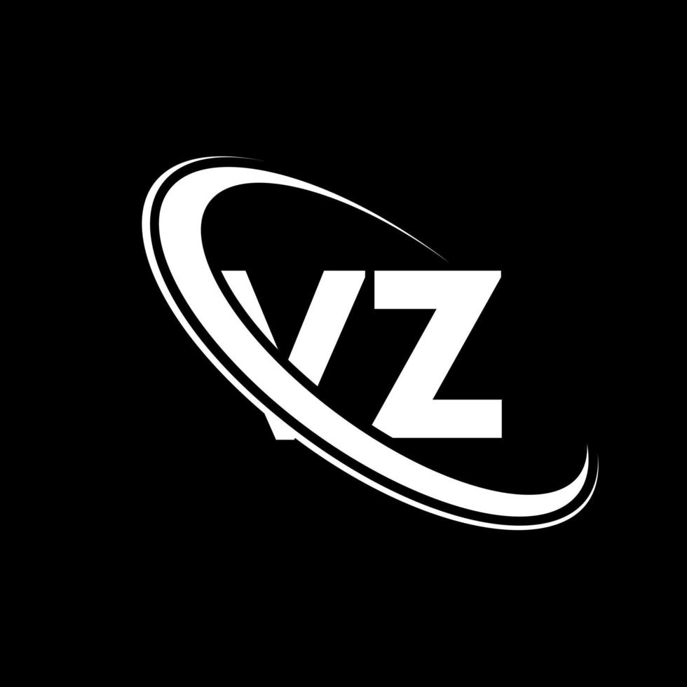 logotipo vz. diseño vz. letra vz blanca. diseño del logotipo de la letra vz. letra inicial vz círculo vinculado logotipo de monograma en mayúsculas. vector