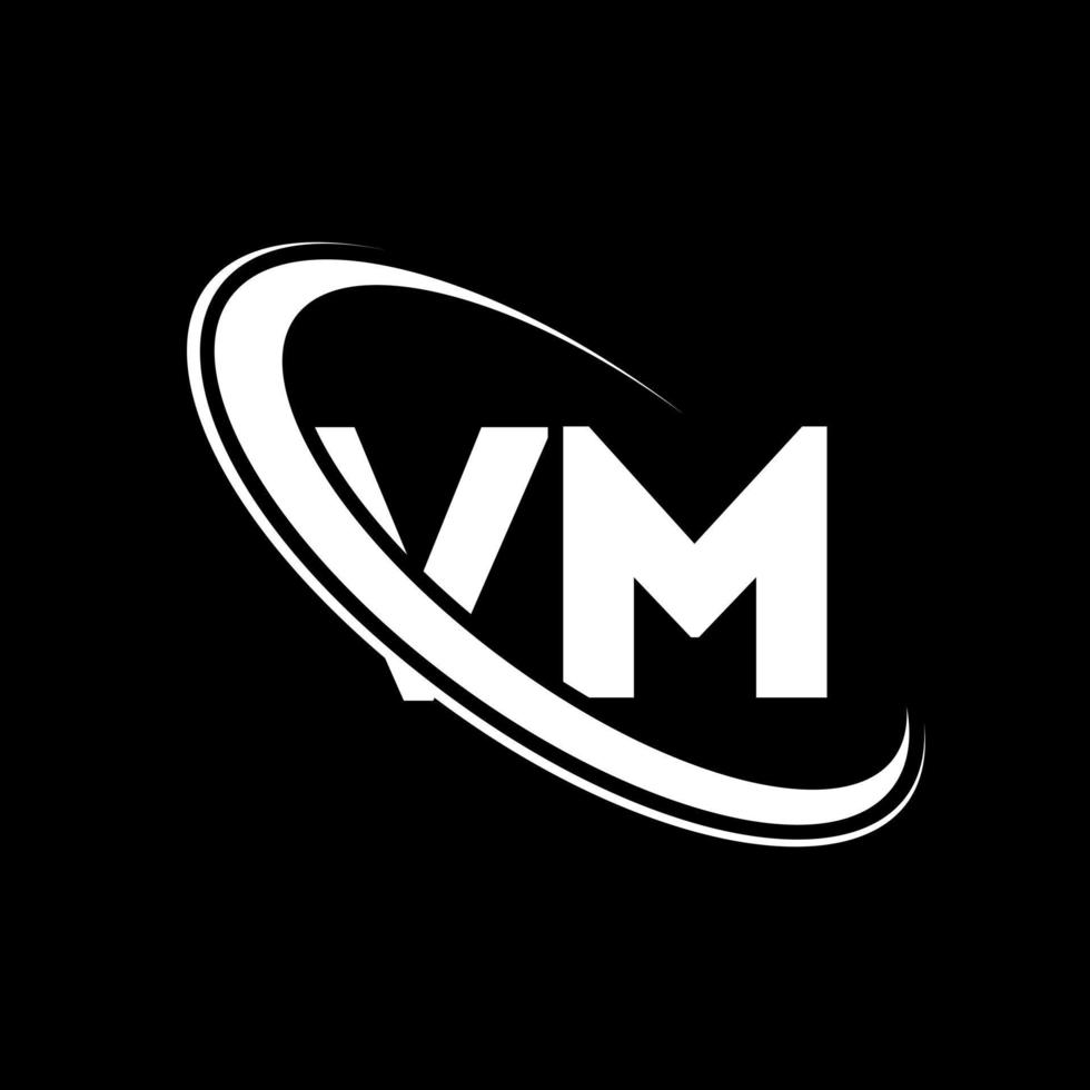 logotipo vm. diseño vm. letra vm blanca. diseño del logotipo de la letra vm. letra inicial vm círculo vinculado logotipo de monograma en mayúsculas. vector