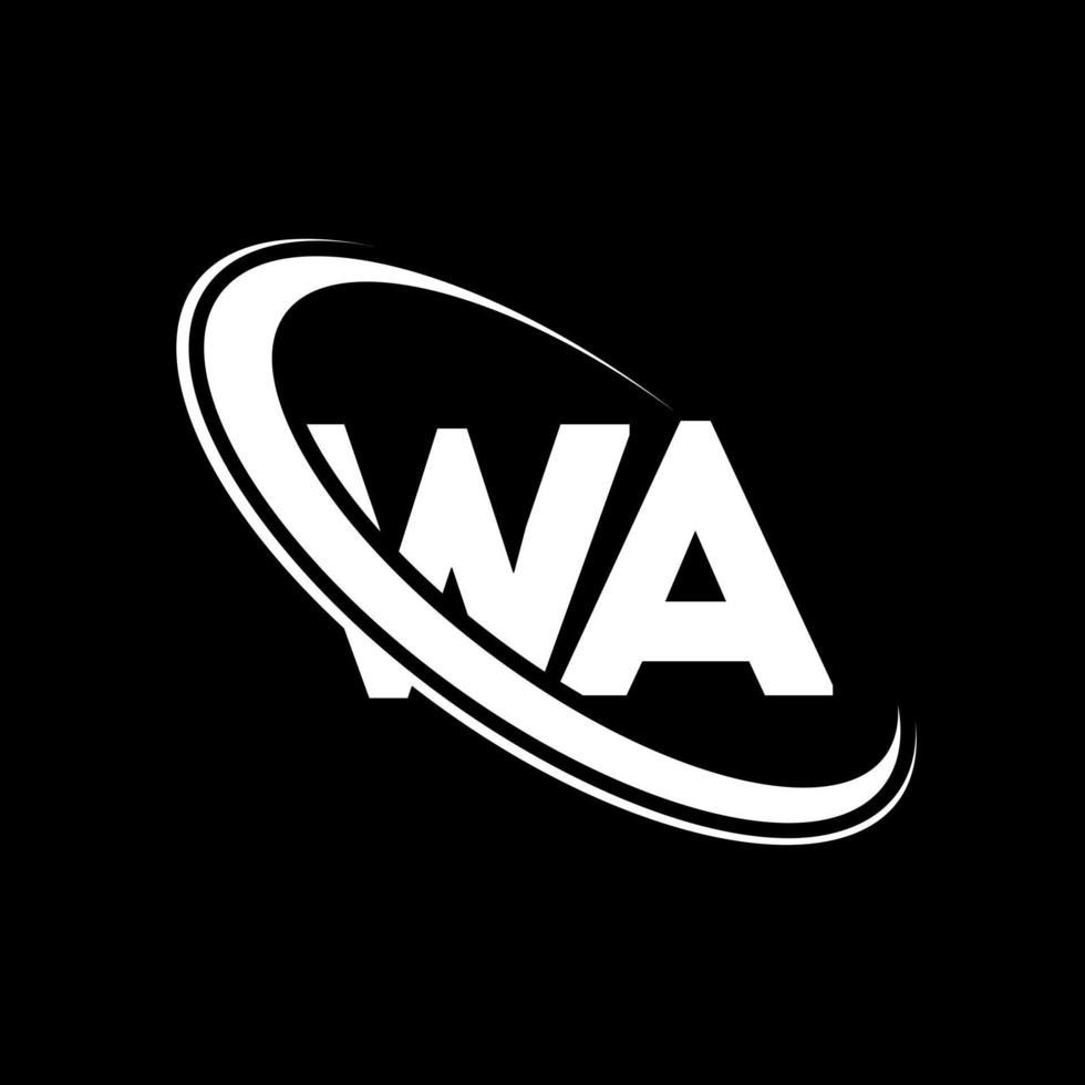 WA logo. W A design. White WA letter. WA letter logo design. Initial letter WA linked circle uppercase monogram logo. vector
