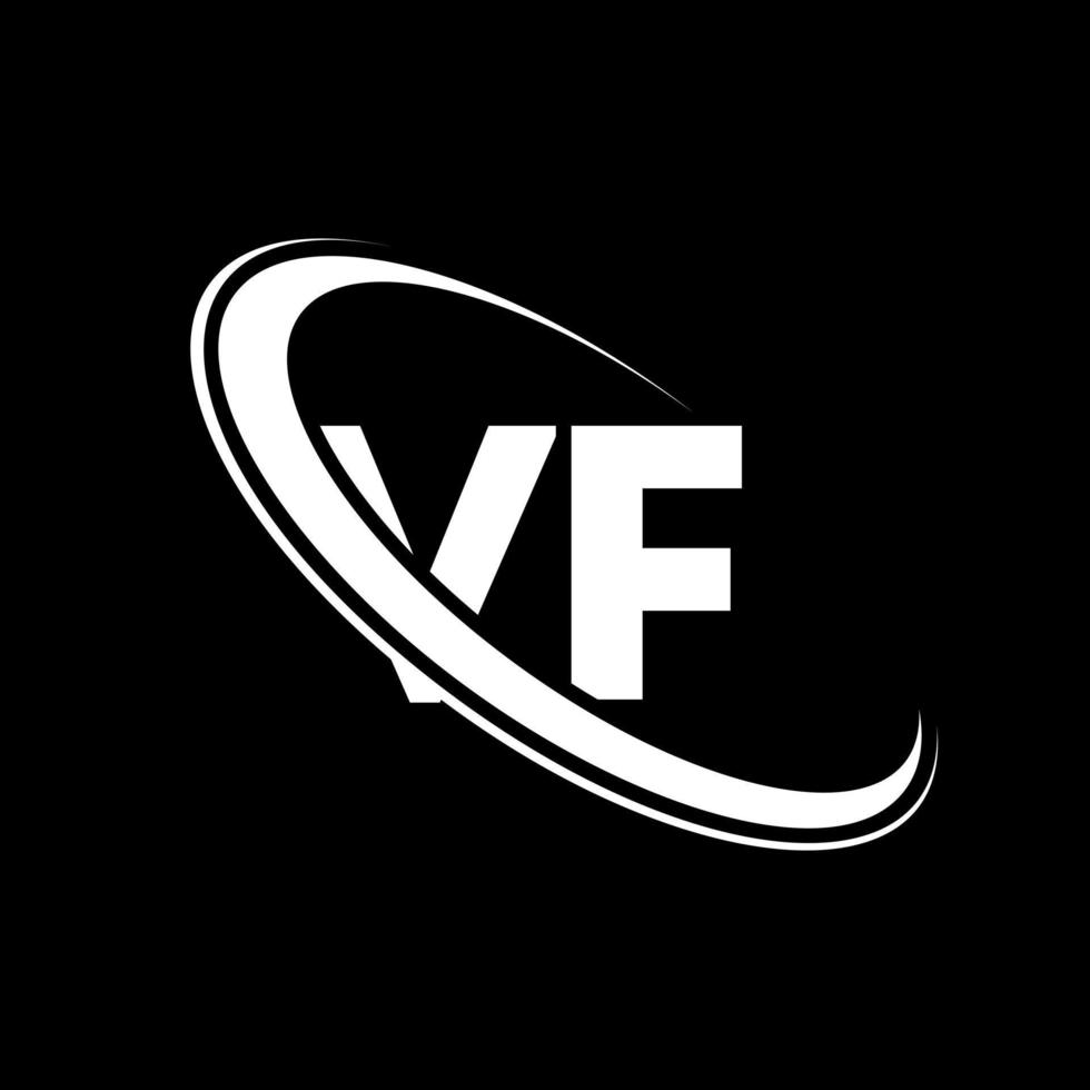 logotipo v.f. diseño v.f. letra vf blanca. diseño del logotipo de la letra vf. letra inicial vf círculo vinculado logotipo de monograma en mayúsculas. vector