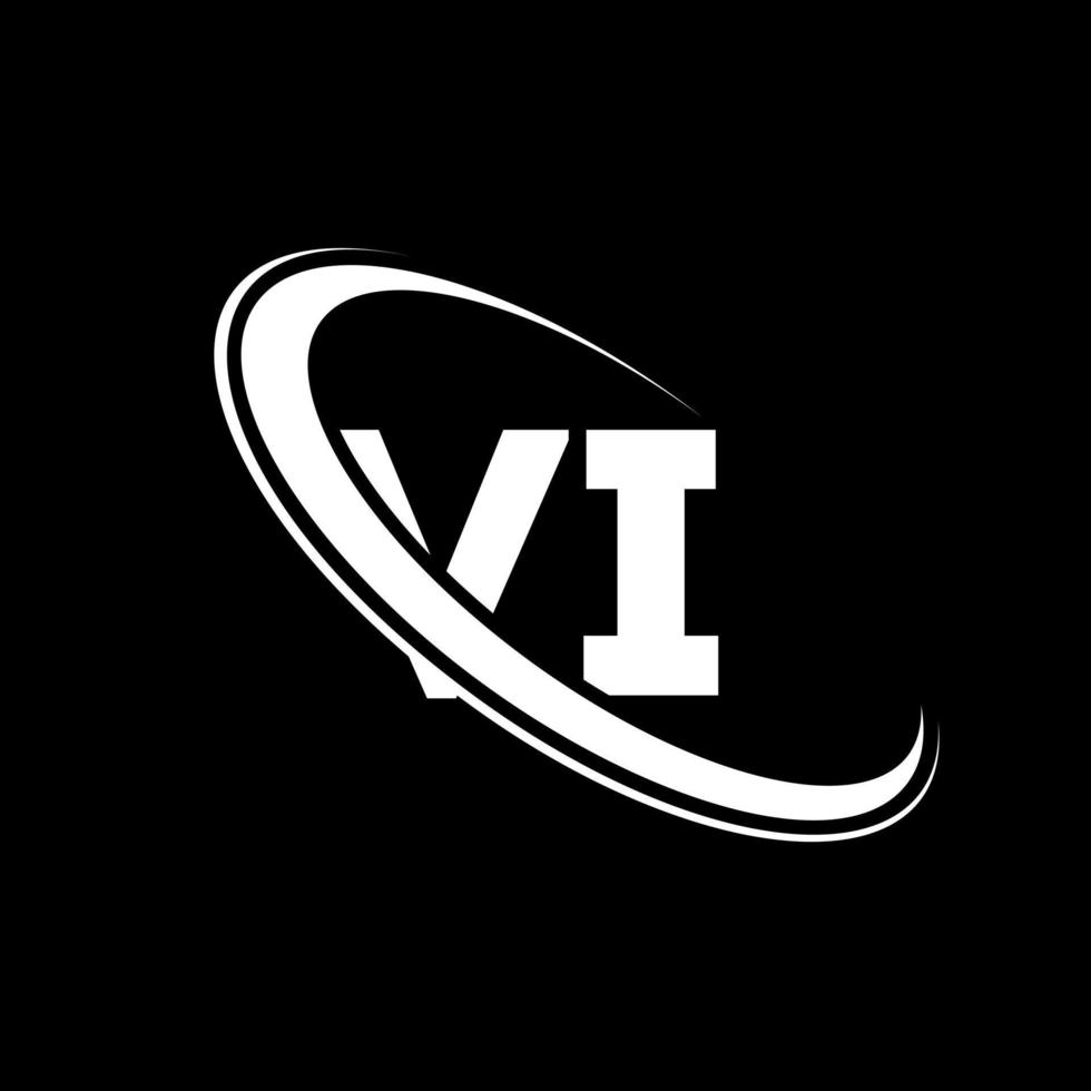 VI logo. V I design. White VI letter. VI letter logo design. Initial letter VI linked circle uppercase monogram logo. vector