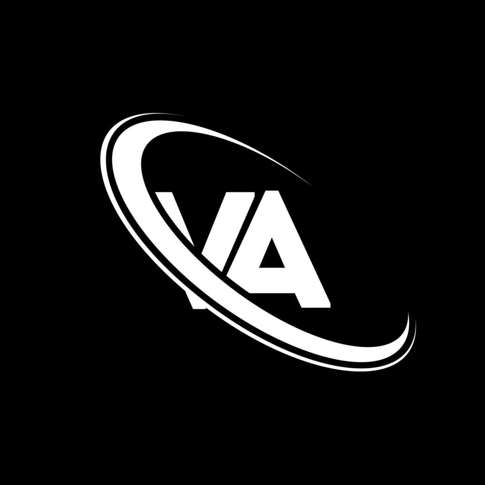 VA logo. V A design. White VA letter. VA letter logo design. Initial letter VA linked circle uppercase monogram logo. vector