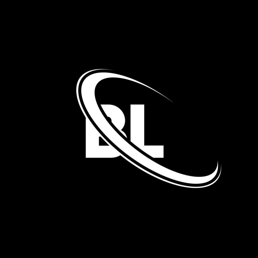 BL logo. B L design. White BL letter. BL letter logo design. Initial letter BL linked circle uppercase monogram logo. vector