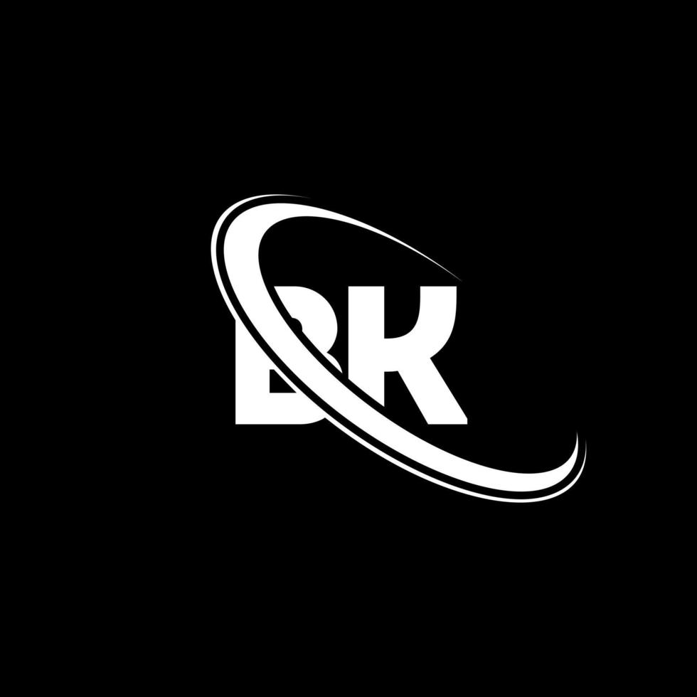 logotipo de bk. diseño bk. letra bk blanca. diseño del logotipo de la letra bk. letra inicial bk círculo vinculado logotipo de monograma en mayúsculas. vector