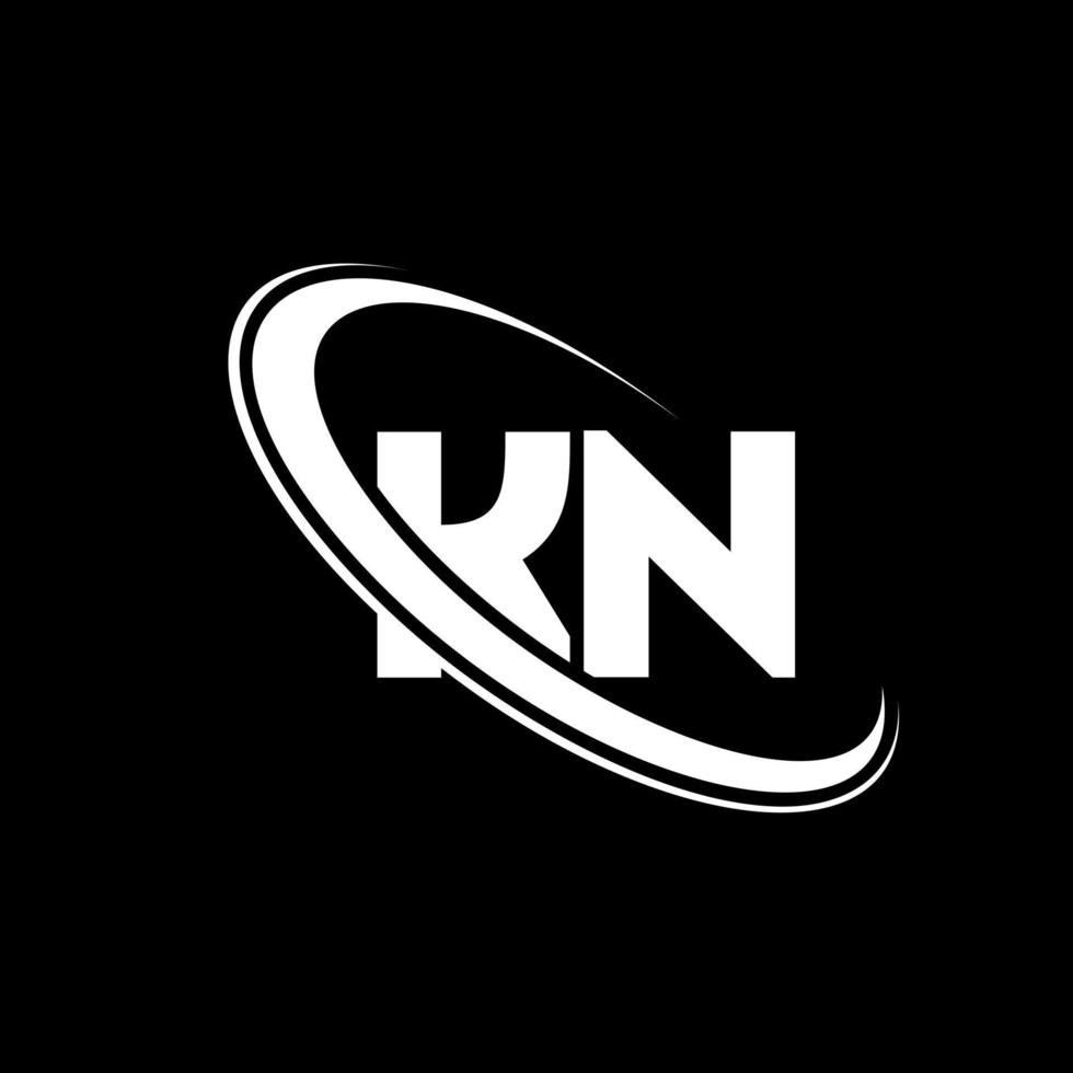 logotipo kn. diseño kn. letra kn blanca. diseño del logotipo de la letra kn. letra inicial kn círculo vinculado logotipo de monograma en mayúsculas. vector