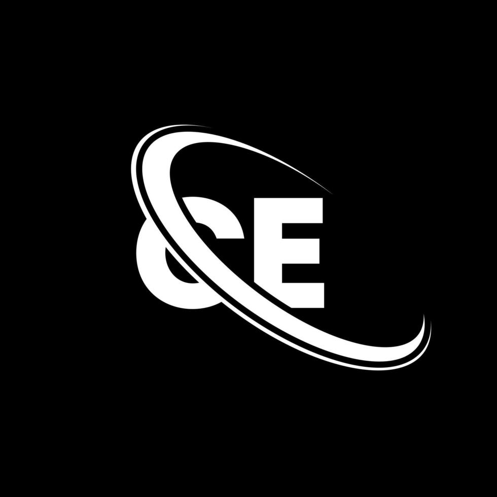CE logo. C E design. White CE letter. CE letter logo design. Initial letter CE linked circle uppercase monogram logo. vector